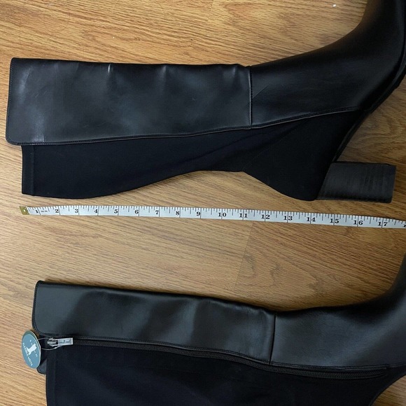 NEW! Paul Green knee high heeled black leather boots stretch back US 7.5- UK 5 - Picture 11 of 11